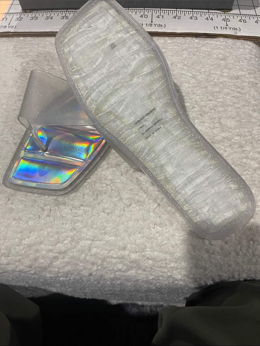 Katy Perry Collections Holographic Iridescent Clear Slide Sandals - Picture 4 of 7
